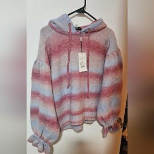 Something Navy Cowl Neck Sweater - Pink and Blue